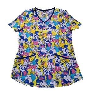 Disney Scrub Top Size Small Minnie,Mickey, Goofy, Donald Duck, Daisy Duck, Pluto